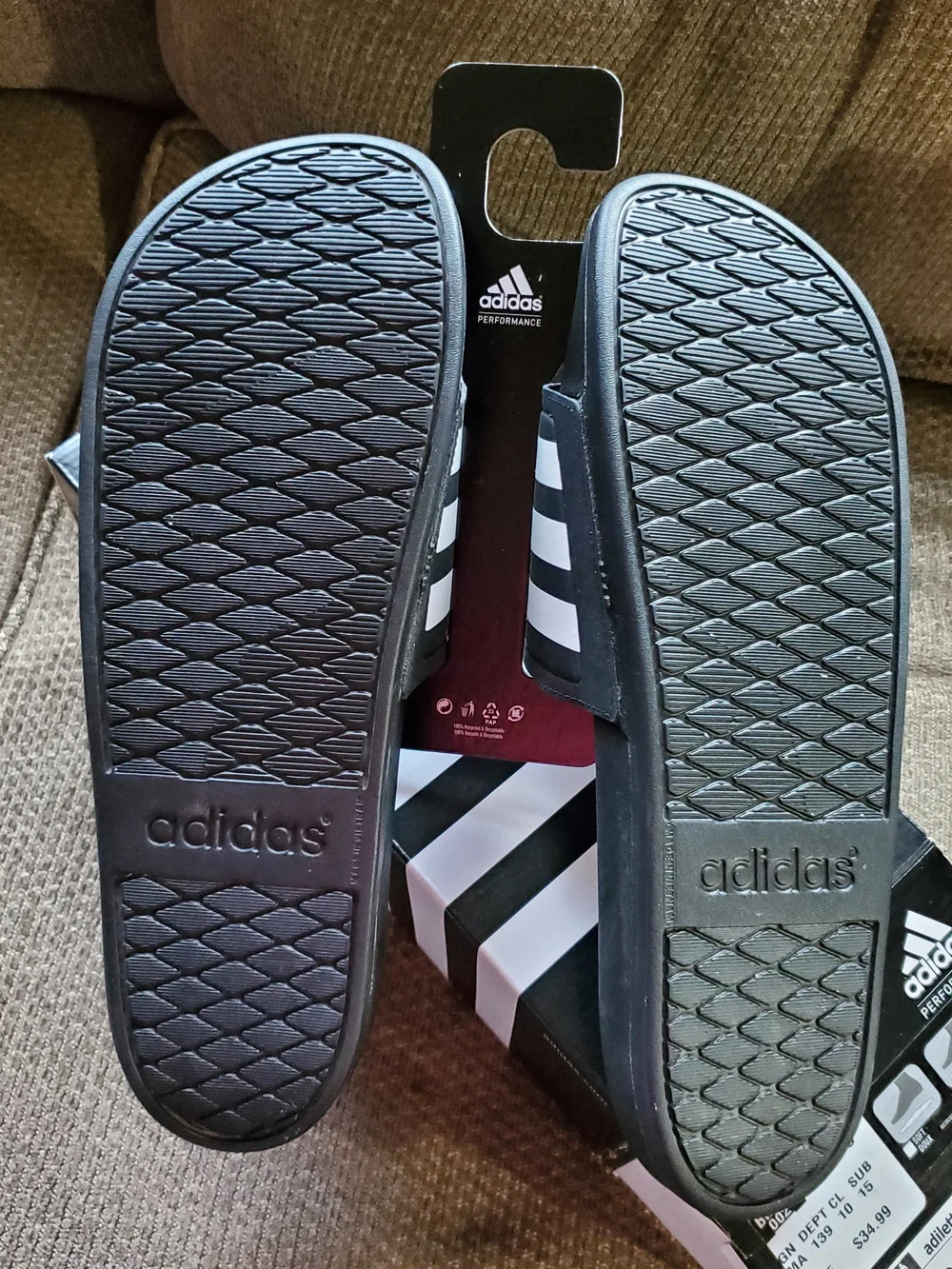adidas  Cloud Foam Plus Black and White Slide Sandals